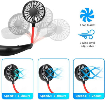 USB Rechargeable Wearable Portable Hand Free Neckfan