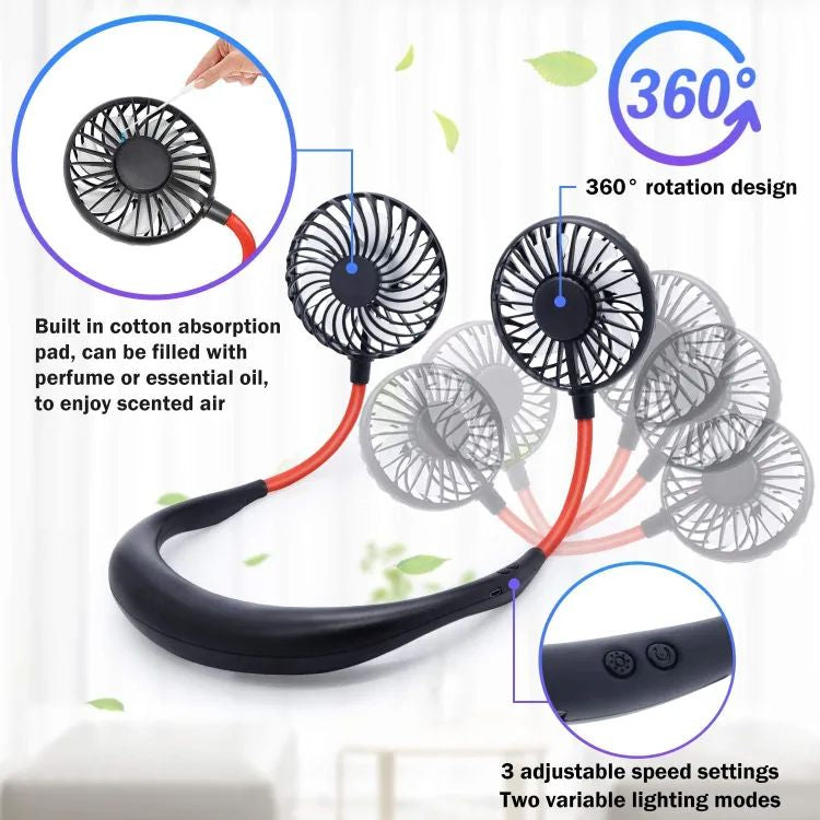 USB Rechargeable Wearable Portable Hand Free Neckfan